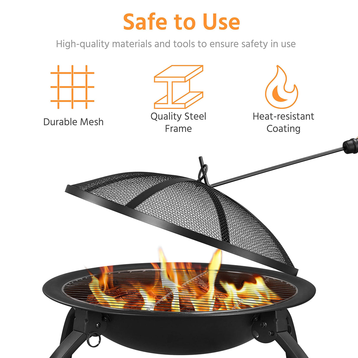 Yaheetech 21inch Fire Pit Portable Folding Steel Fire Bowl Garden Treasures Fire Pit for Outside Fireplace with Carrying Bag, Spark Screen, BBQ Grill & Log Grate for Patio Backyard Camping Bonfire Yaheetech