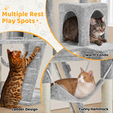 Yaheetech Cat Tree Tower Kitten Condo Scratching Post with Hammock Basket 54in Yaheetech