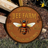 Artsy Woodsy Personalized Honey Bee Wooden Sign (Not Real Carved) Wall Art Plaque Decor Accessories, Gifts for Beekeepers Bee Lovers, Bee Farm Sign, Beekeeping Apiary Beehive Garden Yard Outdoor (12) Artsy Woodsy