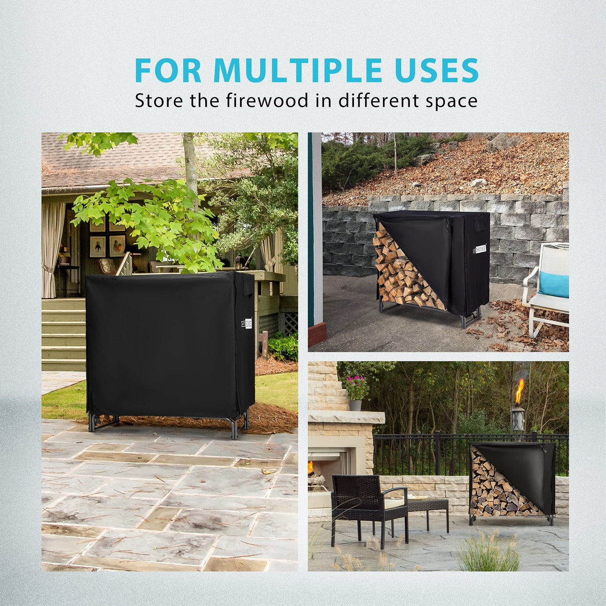 VIVOHOME 4ft Heavy Duty Indoor Outdoor Firewood Storage Log Rack and Cover Combo Set with Zipper VIVOHOME