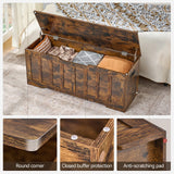 VANKILEY 47.2"Storage chest extra large,storage trunk with 2 safety Hinges,Wooden storage bench,Shoe Bench,47.2x15.7x19.1 Inch,Easy Assembly,storage bench for bedroom,living room,entryway,Rustic brown VANKILEY