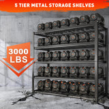 REIBII 48.2" W Garage Shelving 3000LBS Storage Shelves Heavy Duty Shelving Unit Adjustable Metal Shelves for Storage Rack 5 Tier Garage Storage Shelves Industrial Shelf Utility Rack, 2 Pack REIBII