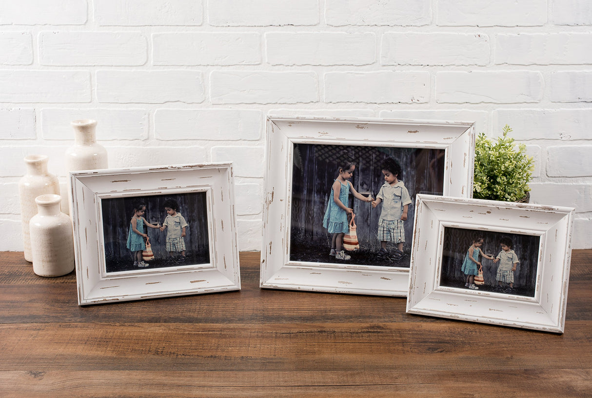 DII Distressed Wooden Picture Frame Collection Rustic Farmhouse Inspired, 5x7, White DII