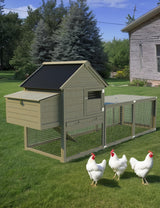 Fitenlor Large Chicken Coop, Wooden Chicken Coop for 3 4 5 Chickens, 109in Outdoor Hen House with Run, Waterproof Roof, Nesting Box, Pull Out Trays and Ramp, Wood Color Fitenlor