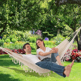 SXSEAGLE Hammock Hanging Swing Double Max 500lbs Macrame for Indoor Outdoor Patio Yard Garden (Beige) SXSEAGLE