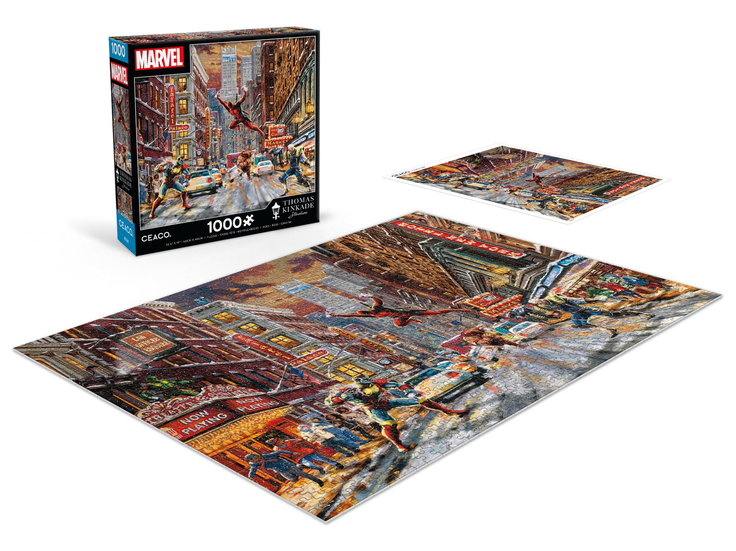 Ceaco - Thomas Kinkade - Marvel - Deadpool - Snow Day - 1000 Piece Jigsaw Puzzle