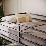 Twin Over Full Bunk Beds, Floor Bunk Bed Twin Over Full Bunk Beds with Build in Ladder, Heavy Buty Bunk Bed/Twin Over Full Bunk Bed for Adults, Teens, Kids(Twin Over Full, Black) Bellemave