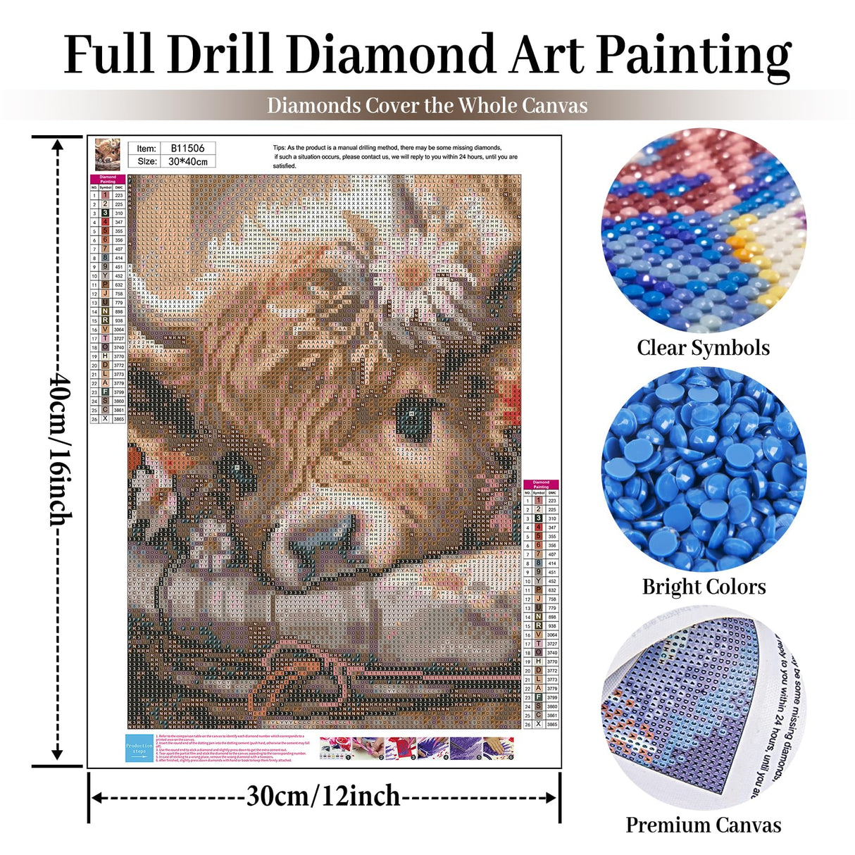 Cow Diamond Art Kits for Adults, Highland Cow Diamond Painting Kits for Adults Beginners, DIY 5D Diamond Painting with Round Gem Art Kits for Gift Home Wall Decor 12x16 Inch Fountor