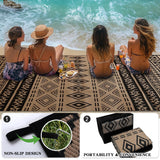 Wallona Outdoor Rugs 5x8 ft Patio Waterproof Clearance Indoor Outdoor Carpet for Patio Plastic Straw Reversible Area Rugs Mat for RV, Camping, Balcony, Beach, Picnic, Porch, Boho Black & Brown Wallona
