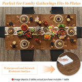 AMERLIFE Solid Wood 5-Piece Dining Table Set, Mid Century Modern Dining Set W/ 4 Chairs, Chairs with Curved Backrests & PU Cushioned, Space Saving, Black/Walnut AMERLIFE