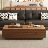Mid-Century Modern Expandable Coffee Table, 47.2"-81.8" Adjustable Walnut Center Table with Large Hidden Storage for Living Room NessCarsti