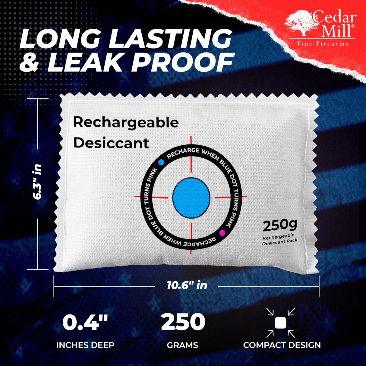 Cedar Mill Fine Firearms Gun Safe Dehumidifier – 250g Rechargeable Desiccant Packs for Storage & Humidity Control – Reusable Desiccant to Prevent Moisture Damage, Rust, and Corrosion for Firearms Cedar Mill Fine Firearms