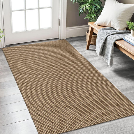 KOZYFLY Boho Rugs for Entryway 3x5 ft Washable Area Rug Non Slip Rubber Backed Entry Rug Woven Indoor Door Mat Cotton Kitchen Rugs Floor Carpet for Entryway, Foyer, Backdoor, Tan/Orange/Brown KOZYFLY