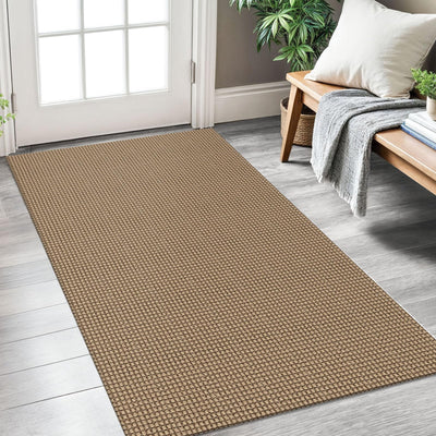 KOZYFLY Boho Rugs for Entryway 3x5 ft Washable Area Rug Non Slip Rubber Backed Entry Rug Woven Indoor Door Mat Cotton Kitchen Rugs Floor Carpet for Entryway, Foyer, Backdoor, Tan/Orange/Brown