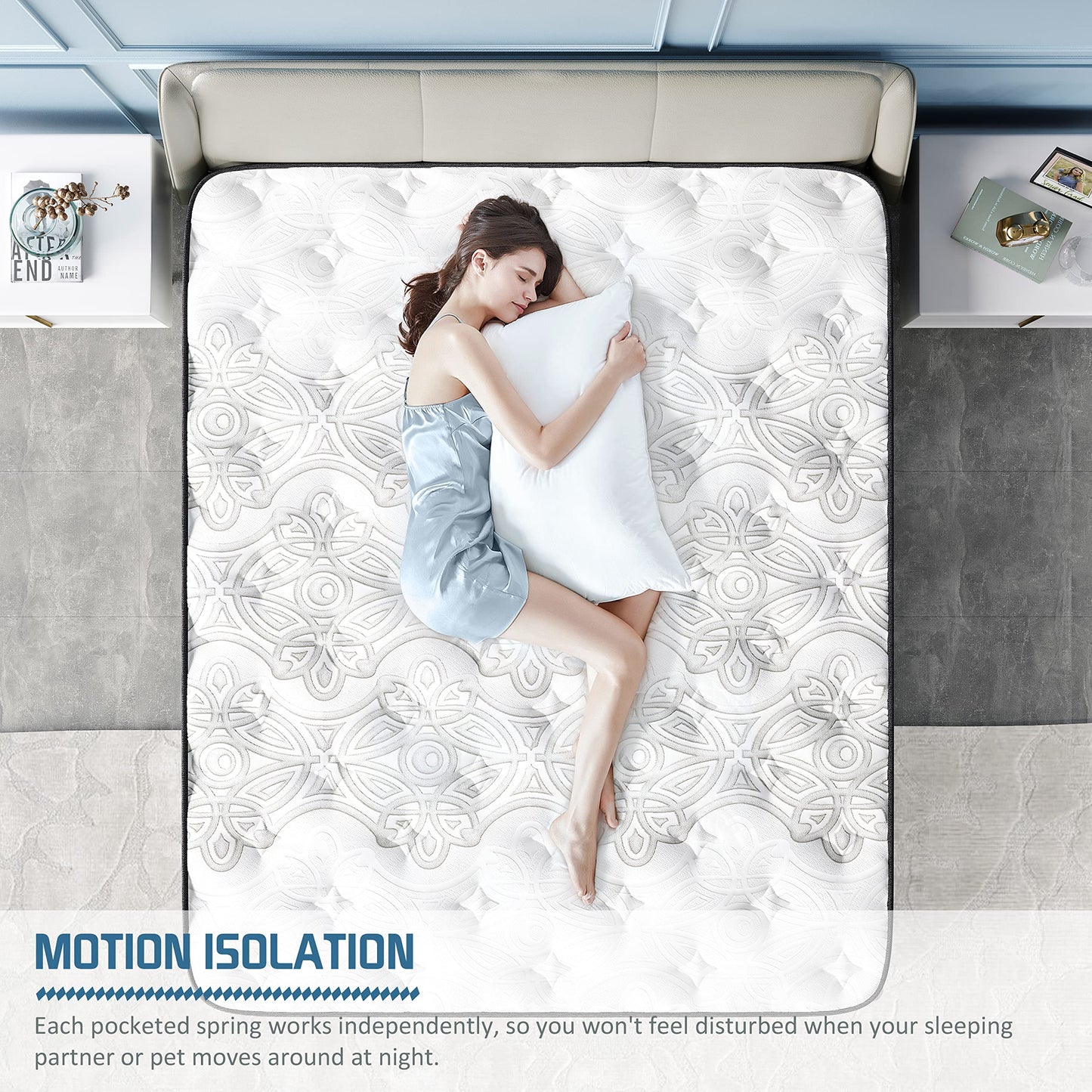 Crystli Full Mattress, 14 Inch Full Size Mattress in a Box Memory Foam Full Mattress with Pocket Springs Motion Isolation Pressure Relief Supportive Hybrid Design Full Bed Mattress