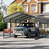 12x20 FT Heavy Duty Metal Carport Canopy with Galvanized Steel Roof, Multi-Use Shelter Outdoor Garage for Car, Boat, Party,Gray PURARELAX