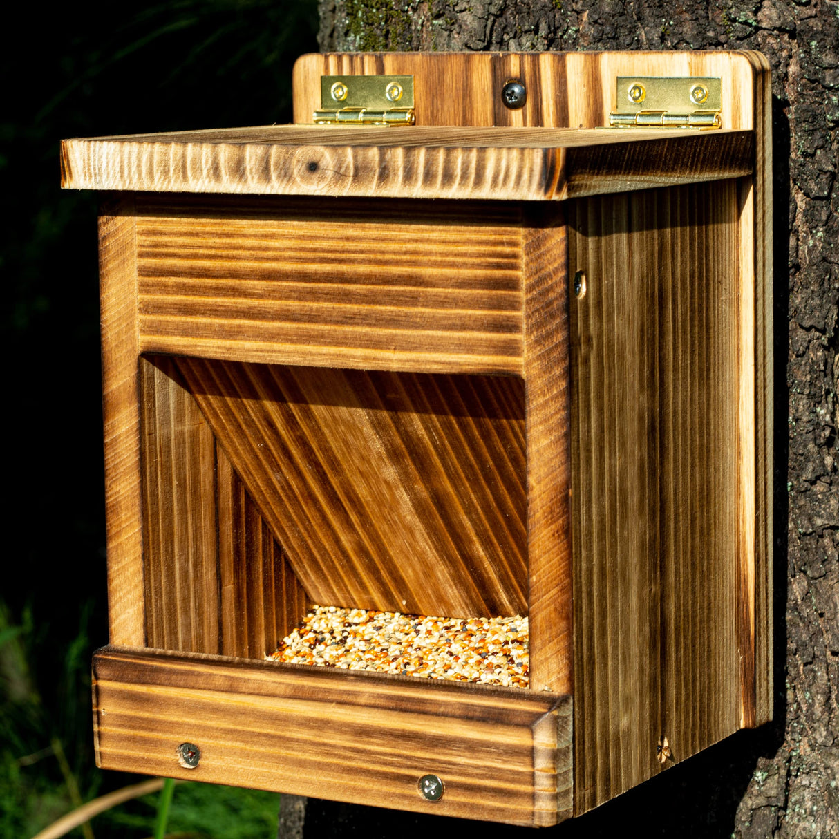 BalterFF Bird Feeders for Outdoors,Wooden Unique Seed Sunflower Food Feeder Blue Cardinal Finch Backyard Platform Balcony Gazebo Tree Fence Wall BalterFF