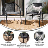 EMMA + OLIVER 2 Pack Gray Rattan Indoor-Outdoor Restaurant Stack Chair with Curved Back EMMA + OLIVER
