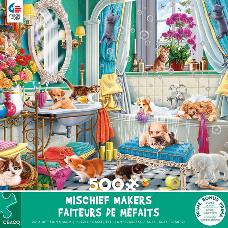 Ceaco - Paws Gone Wild - Mischief Makers - 500 Piece Jigsaw Puzzle Ceaco