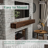 BoscoMondo Fireplace Mantel, Handcrafted Rustic from Solid Pine, Wall-Mounted Floating Farmhouse Shelf - 8"x6", 72" Brown BoscoMondo