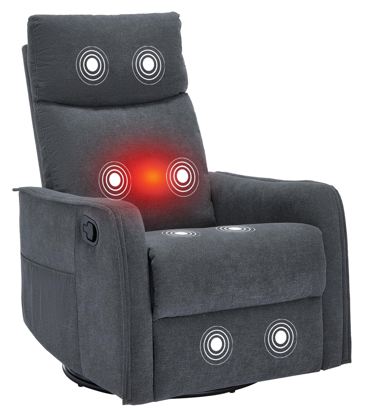 PELUMY Rocker Recliner Chair with Heat Massage - Manual Swivel Recliner for Living Room and Bedroom, 8 Vibration Points, Lumbar Heat, Glider Rocking Chair for Adults (Dark Grey) PELUMY