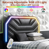 LIKIMIO Twin Bed Frames with Lighted Headboard, Upholstered Modern Cama Twin Platform Bed with Heavy Duty Supports, No Box Spring Need, Noise Free, Easy Assembly, Black LIKIMIO