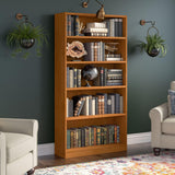 Bush Furniture Universal Tall 5 Shelf Bookcase in Natural Cherry Bush Business Furniture