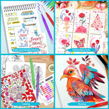 KALOUR 72 Art Markers Pens Set, Dual Tip Brush and Fine Point, Color Number and Name, Zipper Case, Adult Coloring, Lettering, Drawing KALOUR