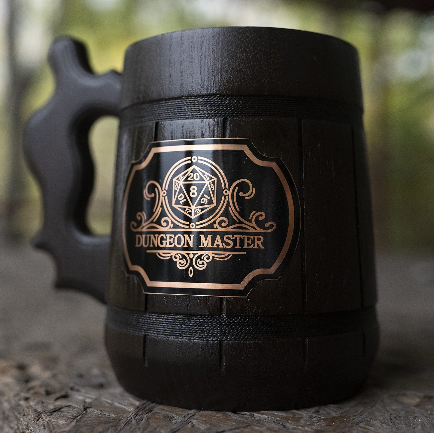 Fathers Day Gift for DM. Dungeon Master Beer Mug. Dungeon and Dragons Mug. Dungeon Master Stein. D&D Gift. Wooden Beer Stein. Best Gift. Wooden Beer Mug. Gamer Gift Beer Tankard K145 - WoodArtSupply