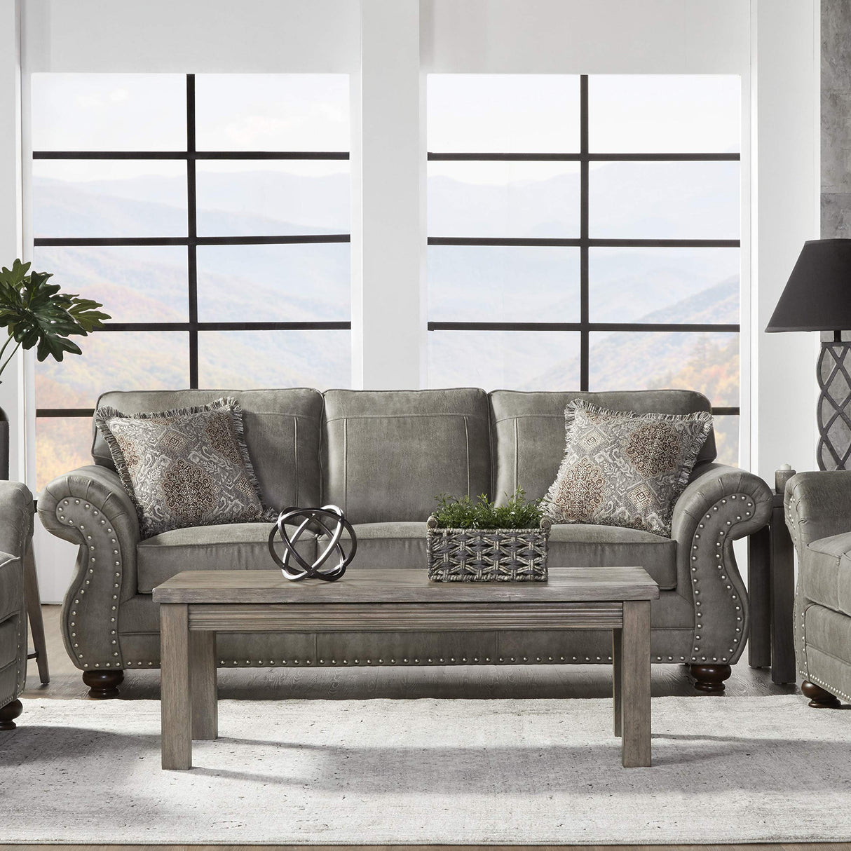 Roundhill Furniture Leinster Sofas, Gray Roundhill Furniture