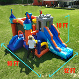 16FT Commercial Bounce House for Kids 5-12 Large with 1100W Blower,100% PVC Kids Inflatable Bounce House with 2 Slides, Ball Pit, Large Jumping Area Obstacle Course Bounce House 16x12x10ft Inflantteble