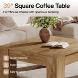 Tribesigns Square Coffee Table, 39-Inch Farmhouse Wooden Coffee Table with Sturdy Legs, Rustic Accent Center Table for Living Room, Easy Assembly, Light Brown Tribesigns