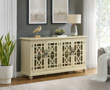 Martin Svensson Home Orsey 63" Solid Wood TV Stand - Antique Cream White Finish - Rustic Style and Parisian Design Inspired - with Two Spacious Cabinets with Adjustable Shelves for Storage. Martin Svensson Home