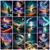 12 pk 5D Large Advanced Diamond Art Kits for Adults Multiple Packs DIY Club Round Full Drill Diamond Painting Moon Colorful with Crystal Gem Art Painting Kits Set Beginners Canvases12 x 16 Inches Generic