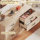 LIMGLIM 6 Drawer Dresser for Bedroom, Wooden Chest of Drawers with Metal Handles, Mid Century Modern Bedroom Dressers, TV Stand Large Storage Organizer for Living Room, Entryway, Light Oak LIMGLIM