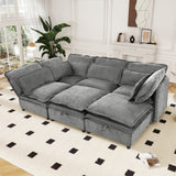 Merax Modular Sectional Sofa with Storage, Freely Combinable Modern Couch Bed with Double-Layer Cushions, for Living Room, Office, and Apartment, Grey Merax