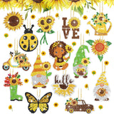 Inbagi 15 Pcs Spring Flowers Diamond Painting Keychains Sunflower Diamond Art Keychains Kits for Adults Gnome Butterfly Hanging Ornaments Rhinestones 5d Key Rings for DIY Crafts Home Party Decor Inbagi