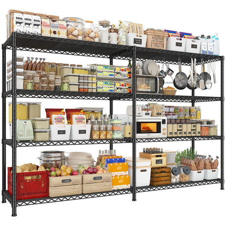 REIBII 72.8" W Storage Shelves Load 1500LBS, 4 Tier Metal Shelving Unit Wire Shelving for Storage Rack Heavy Duty Metal Shelves for Garage Pantry Kitchen, 17.7" D x 72.8" W x 59" H REIBII