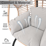 Breezluxe Hanging Egg Chair with Stand - Egg Swing Chair Outdoor Indoor Patio Wicker Chair Swing Hammock Egg Chairs 400lbs Capacity for Outside Patio, Bedroom, Garden and Balcony (Biege) 1 Breezluxe