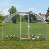 VINGLI Large Metal Chicken Coop, Spacious Chickens Poultry Cage with Waterproof & Anti-UV Cover, Duck Rabbit Walk-in Chicken Pen Outdoor (6.5 x 9.8 x 6.5 ft) VINGLI
