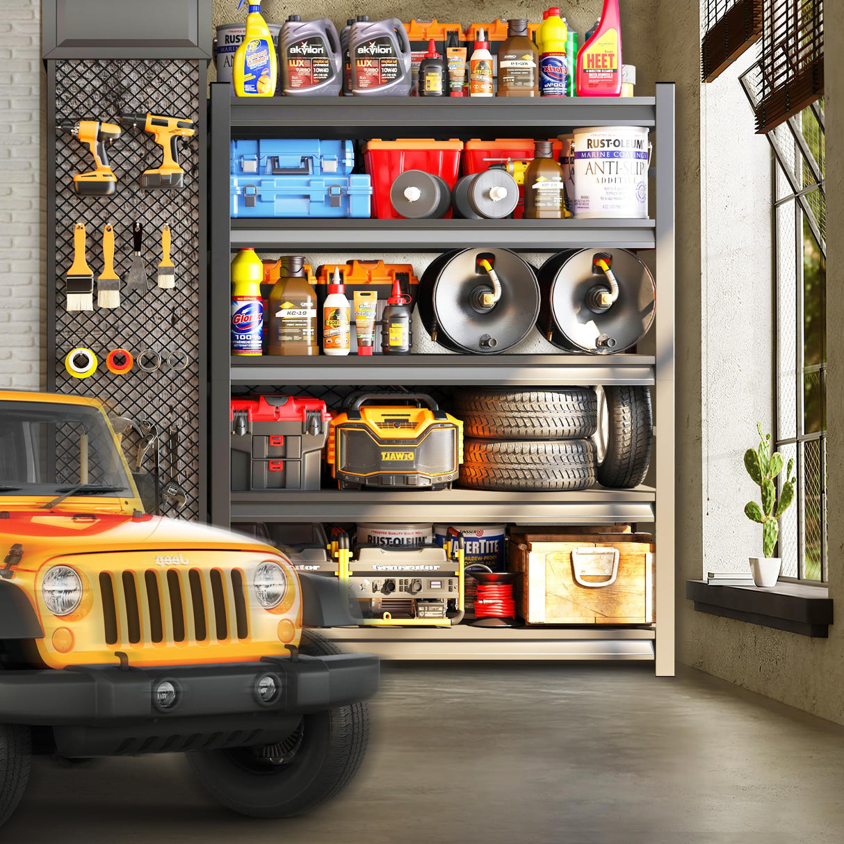 PRESTELION 72" H|35.5" W All - Metal Garage Shelving - Easy Assembly 5 - Tier Shelving Unit|Heavy - Duty Adjustable Shelf|Steel Waterproof Rust - Resistant Shelves for Industrial,Warehouse,Basement PRESTELION