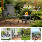 Yaheetech Patio Folding Dining Chairs Set of 2, Stackable Outdoor Lawn Chairs with 8 Adjustable Back Positions and Armrest for Garden, Lawn, Yard and Beach, Dark Gray Yaheetech