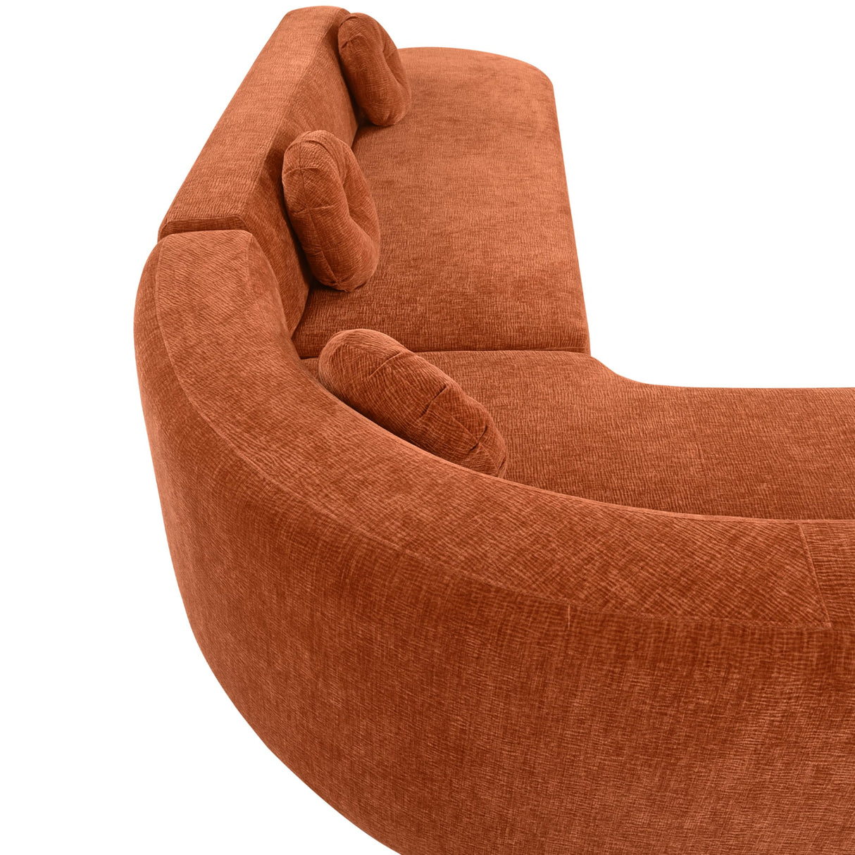 122'' Curved Sectional Cloud Sofa, Modern L Shaped Couch with Chaise & Pillows, Comfy Upholstered Deep Seat Compression Boneless Sofa for Living Room, Apatment, Office, No Assembly Required, Orange SLEERWAY