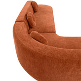 122'' Curved Sectional Cloud Sofa, Modern L Shaped Couch with Chaise & Pillows, Comfy Upholstered Deep Seat Compression Boneless Sofa for Living Room, Apatment, Office, No Assembly Required, Orange SLEERWAY