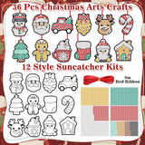 Gersoniel 36 Sets Christmas Window Art Suncatcher Kits, Diamond Art Craft Ornament Kits with Ropes, Gem Suncatcher Fun Gemstone Sun Catcher, Diamond Crafts Gift Gersoniel