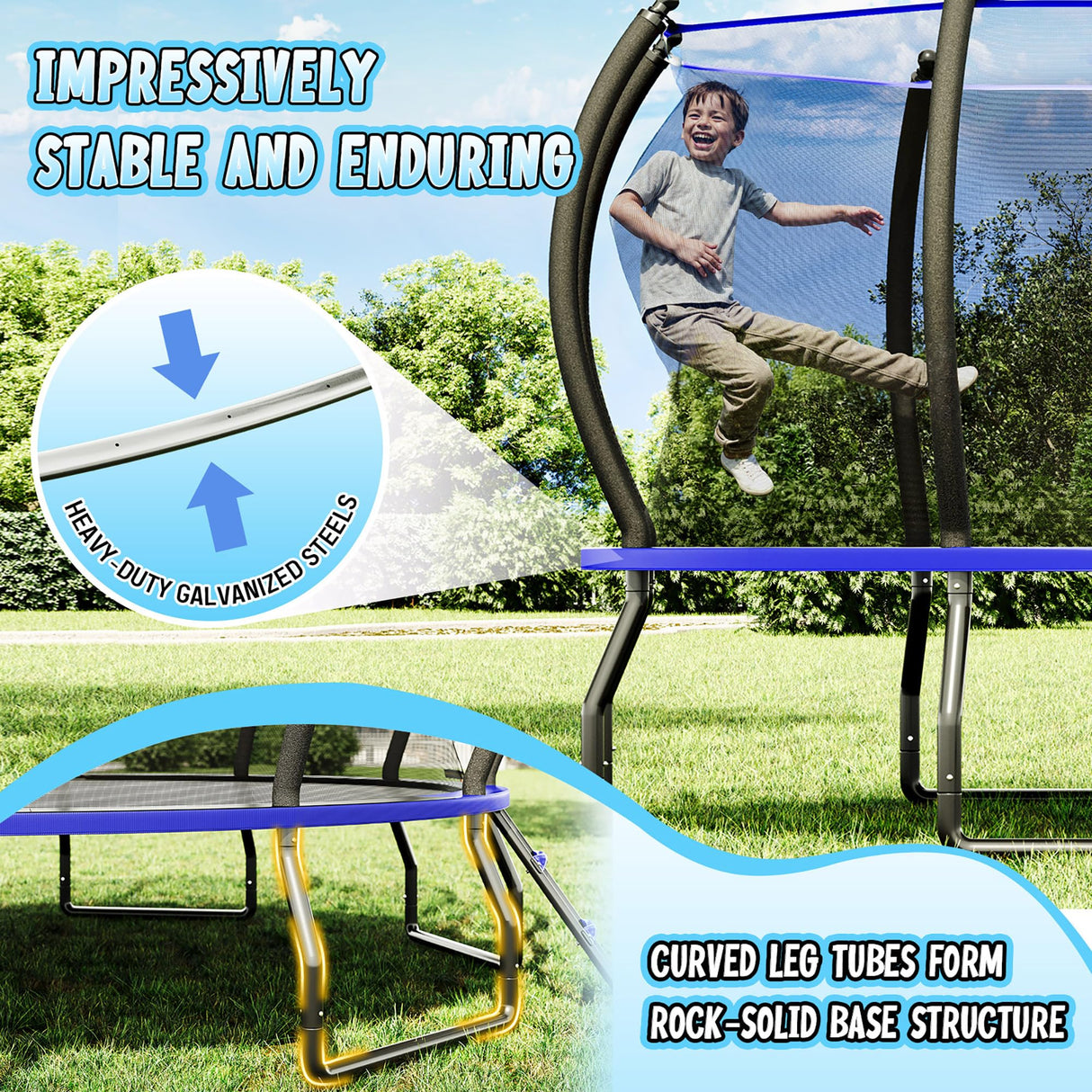 YUMPIE 8FT 10FT 12FT 14FT 16FT Trampoline with Pop-up Quick Connector, Trampoline Outdoor with Enclosure and Ladder, ASTM Approval for Kids and Adults YUMPIE
