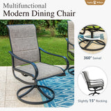 Sophia & William Patio Dining Set 7 Pieces, 6 x Patio Dining Swivel Chairs Padded with 1 Umbrella Table, Outdoor Table and Chairs for Lawn Garden Sophia & William