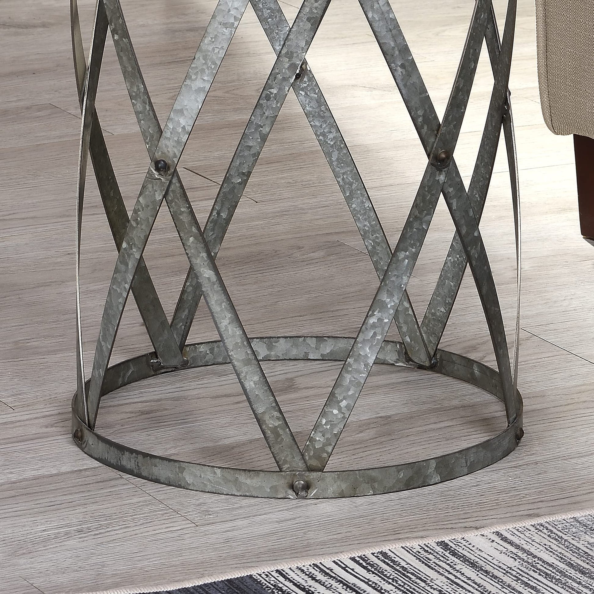 FirsTime & Co.® Westbrook Farmhouse Cottage Galvanized Table, American Crafted, Weathered Brown, 13.5 x 13.5 x 20 , - WoodArtSupply