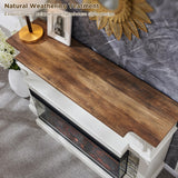 RedLemon 3-Sided Glass Fireplace TV Stand for TVs up to 65'', 52'' Electric Fireplace with Mantel, 36'' Tall Highboy Farmhouse Entertainment Center with Storage for Living Room, Antique White RedLemon