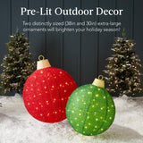 Best Choice Products 2pc Lighted Pop-Up Outdoor Christmas Ornament Set, Holiday Ball Decoration w/ 180 LED Lights, 8 Light Functions - Red/Green Best Choice Products
